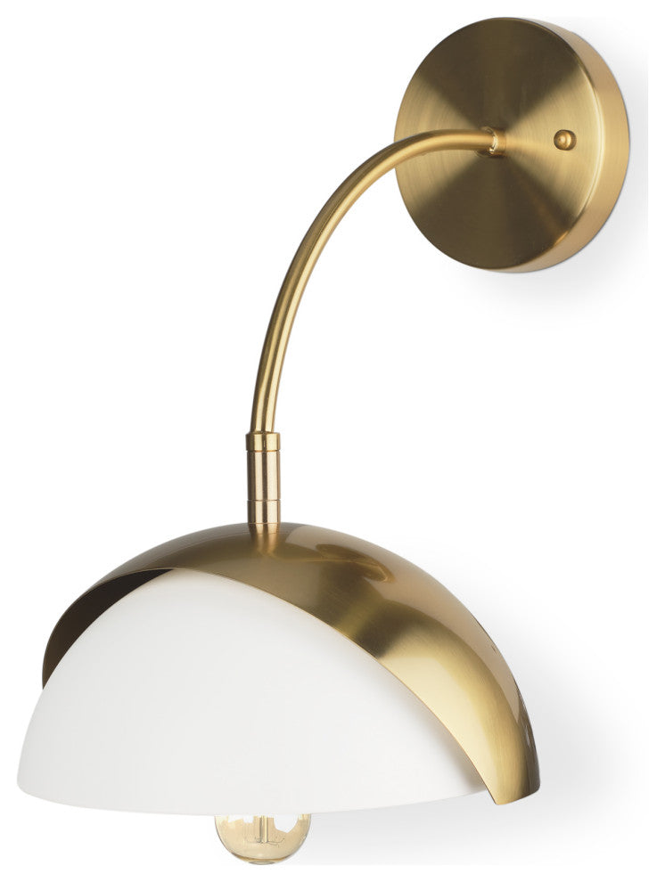 Cybill Brushed Brass With White Metal Shade 1-Light Wall Sconce