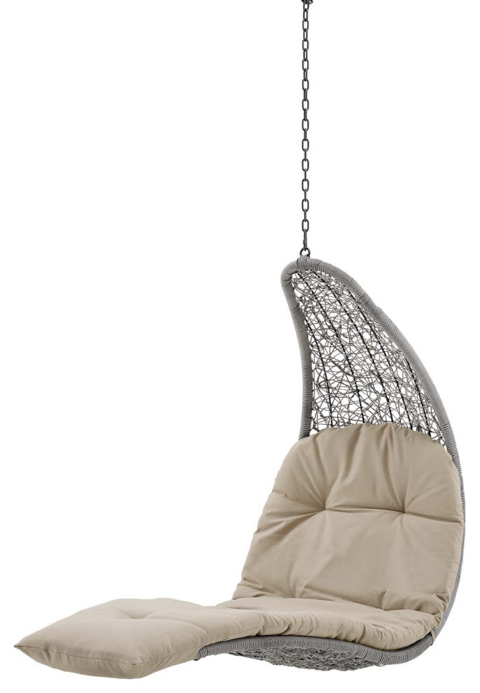 Swing Lounge Chair, Gray Beige, Outdoor Patio Balcony Cafe Bistro Garden