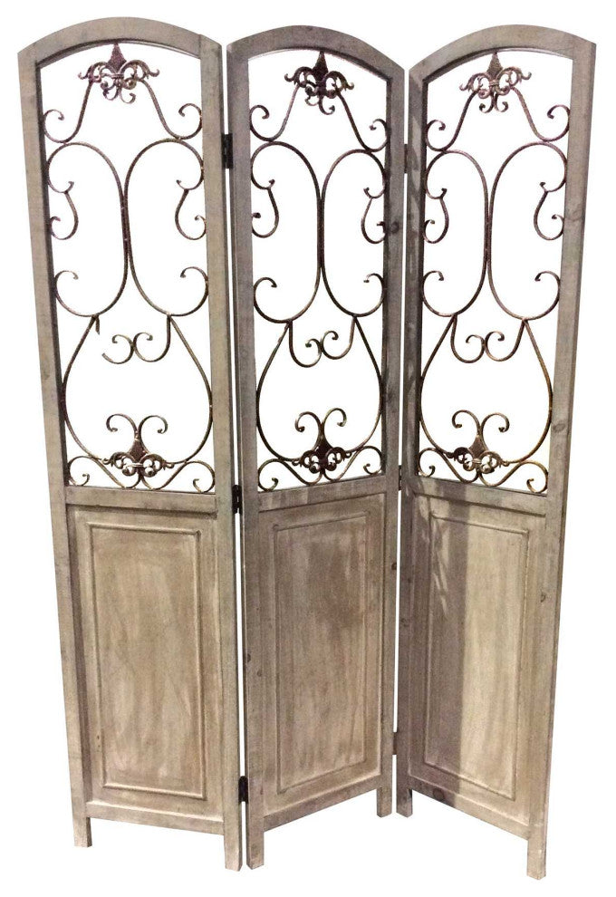 HomeRoots 1" x 68" x 48" Brown Wood Screen