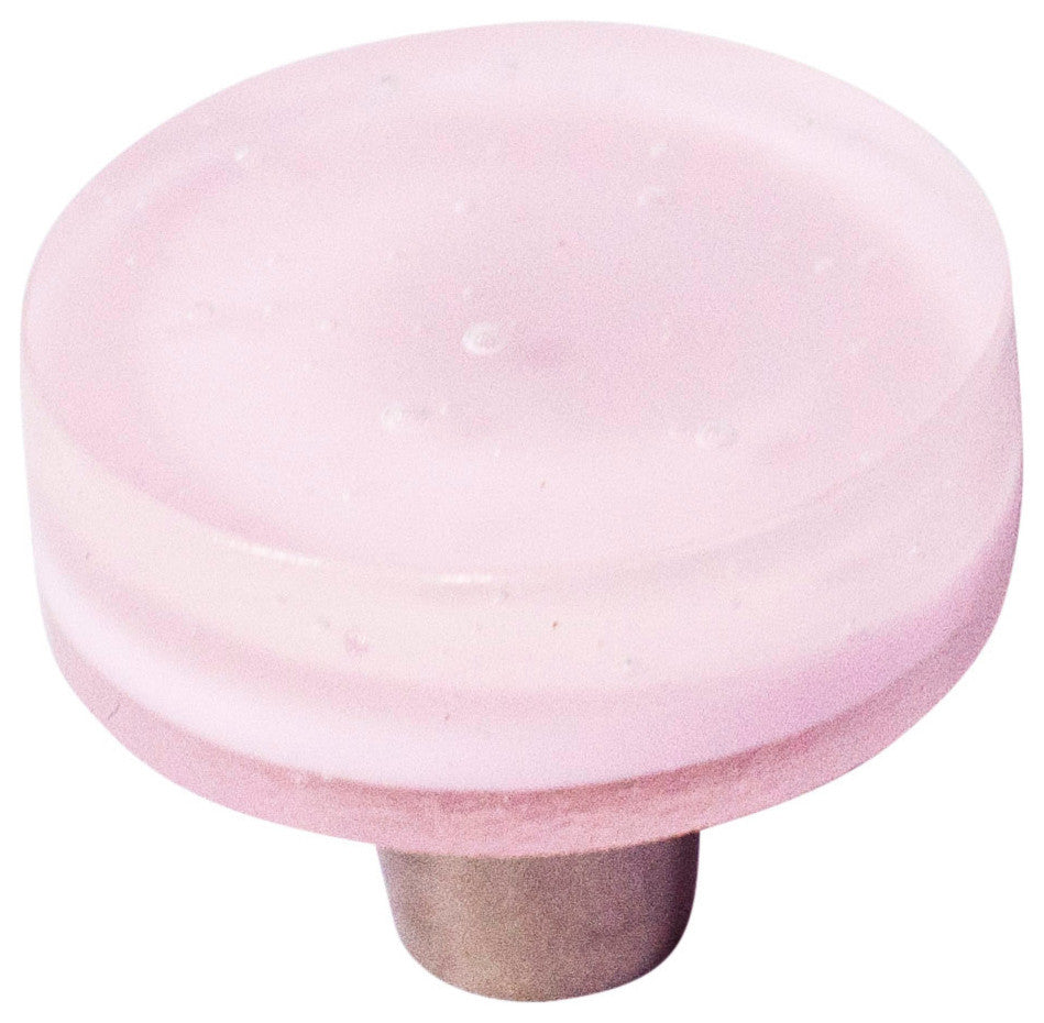 Millennial Pink Handmade Glass 1.5" Round Knob, Delicate Pink