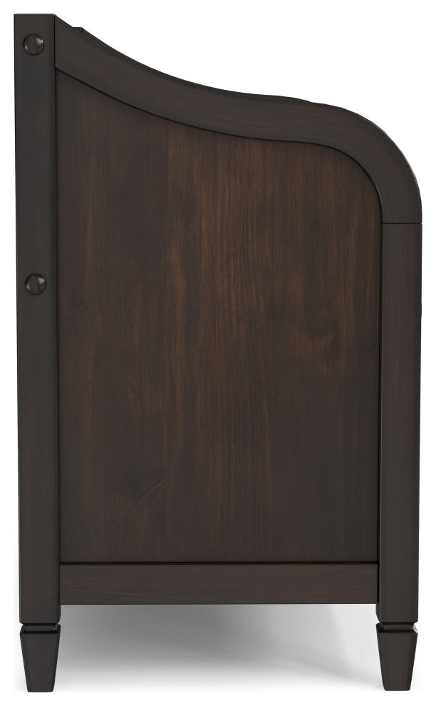 Connaught Solid Wood Small Entryway Storage Bench, Chestnut Brown
