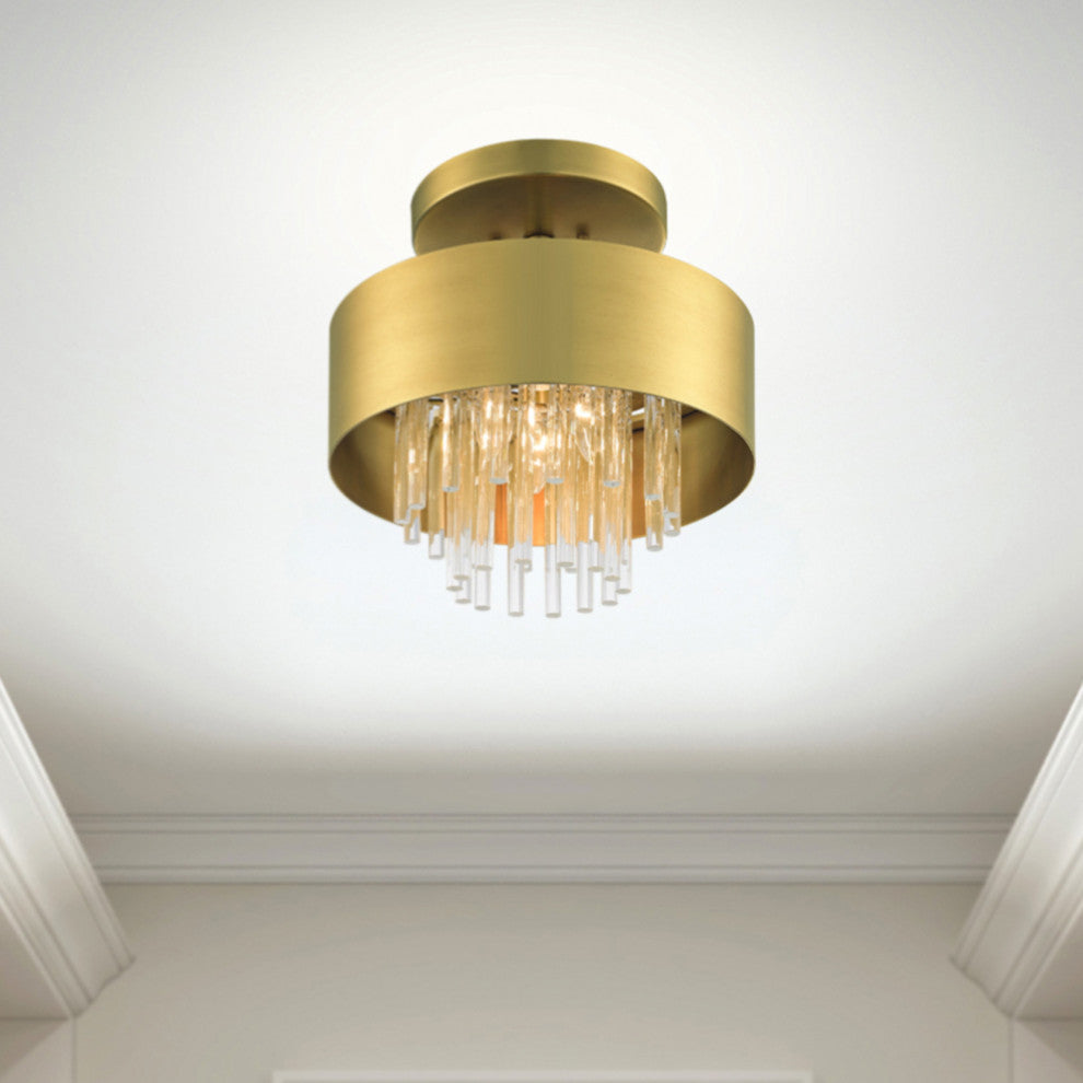 Livex Lighting Orenburg 3 Light Natural Brass Semi-Flush