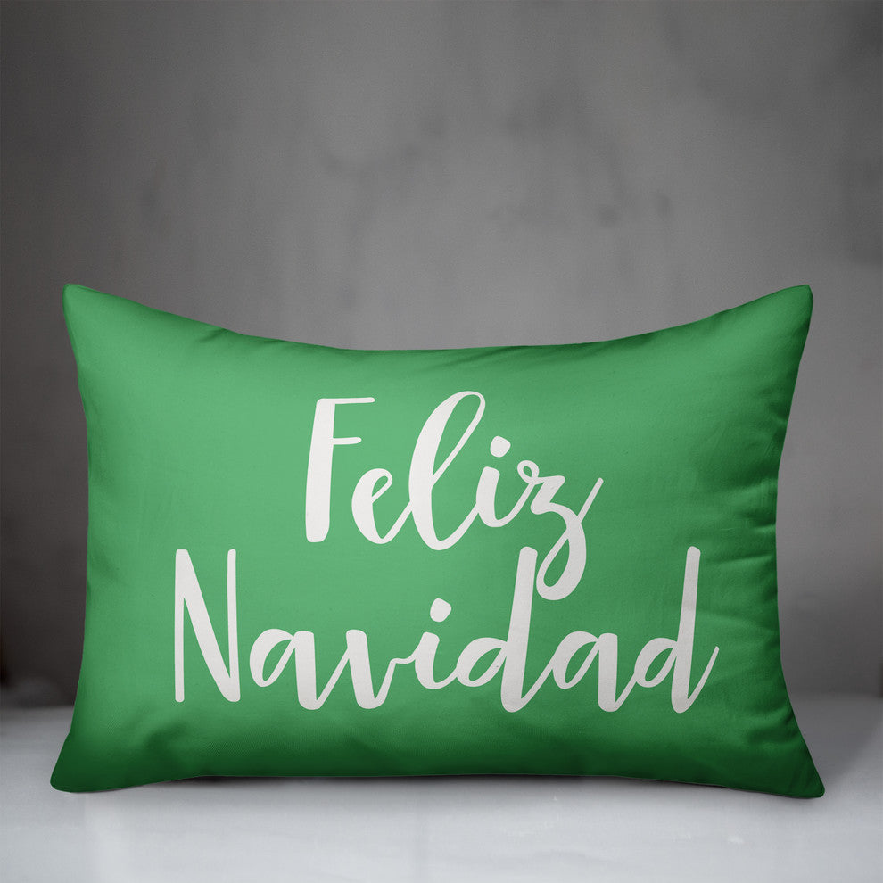 Feliz Navidad, Light Green 14x20 Lumbar Pillow