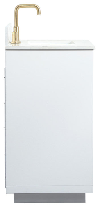 30" Single Bathroom Vanity, White, With Backsplash