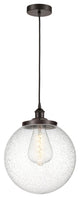 Beacon 1 Light Mini Pendant, Oil Rubbed Bronze, Seedy Glass