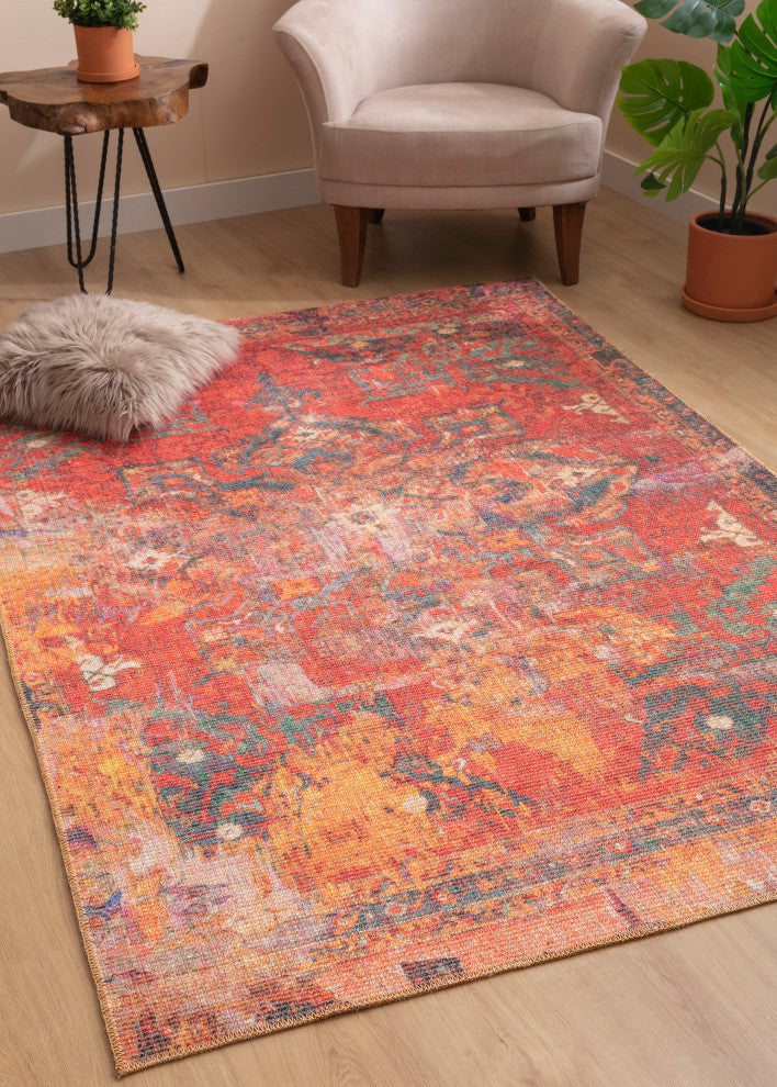 VER04 Vera Red Power Loomed Indoor Area Rug, Red, 8'6" X 11'6"