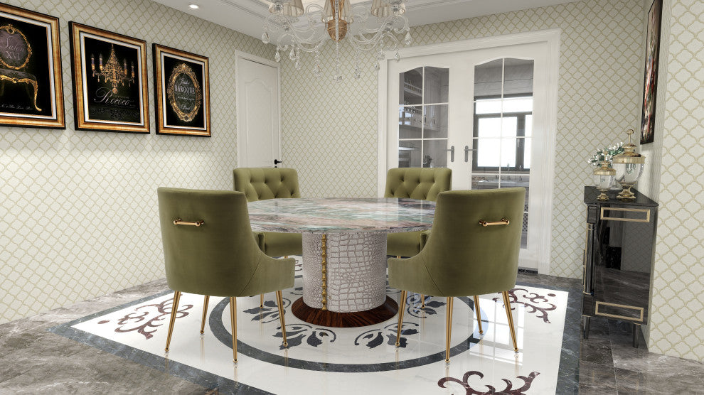 SEYNAR Elegant Velvet Dining Chairs Set of 2, Tufted Upholstered Accent Chair, Green