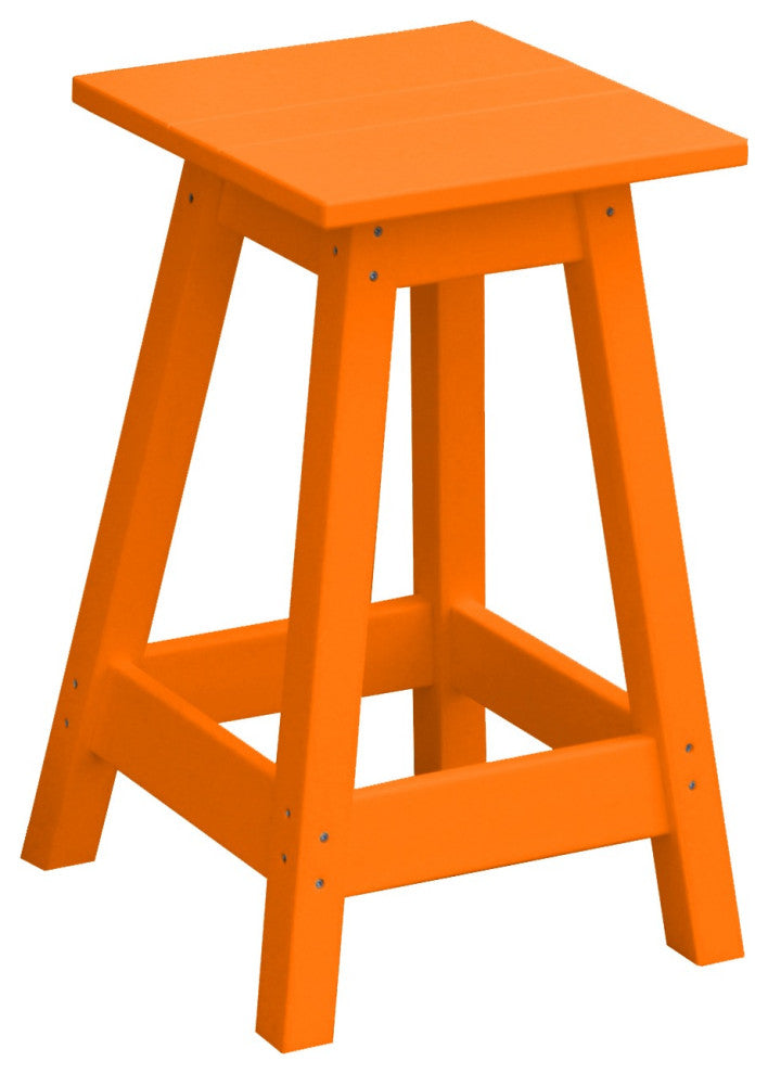 Poly Lumber Bar Stool, Orange, Dining Height, Square