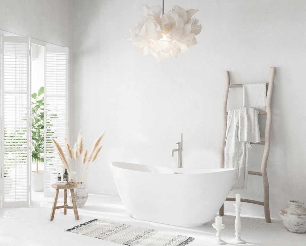 Igor 62" Soaking Bathtub, Glossy White With Brushed Nickel Trim