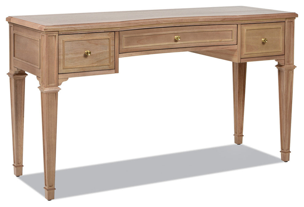 Dauphin 55" 3-Drawer Wood Executive Desk, Natural Brown