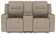 Leatherette Manual Motion Reclining Loveseat With Cup Holders, Taupe