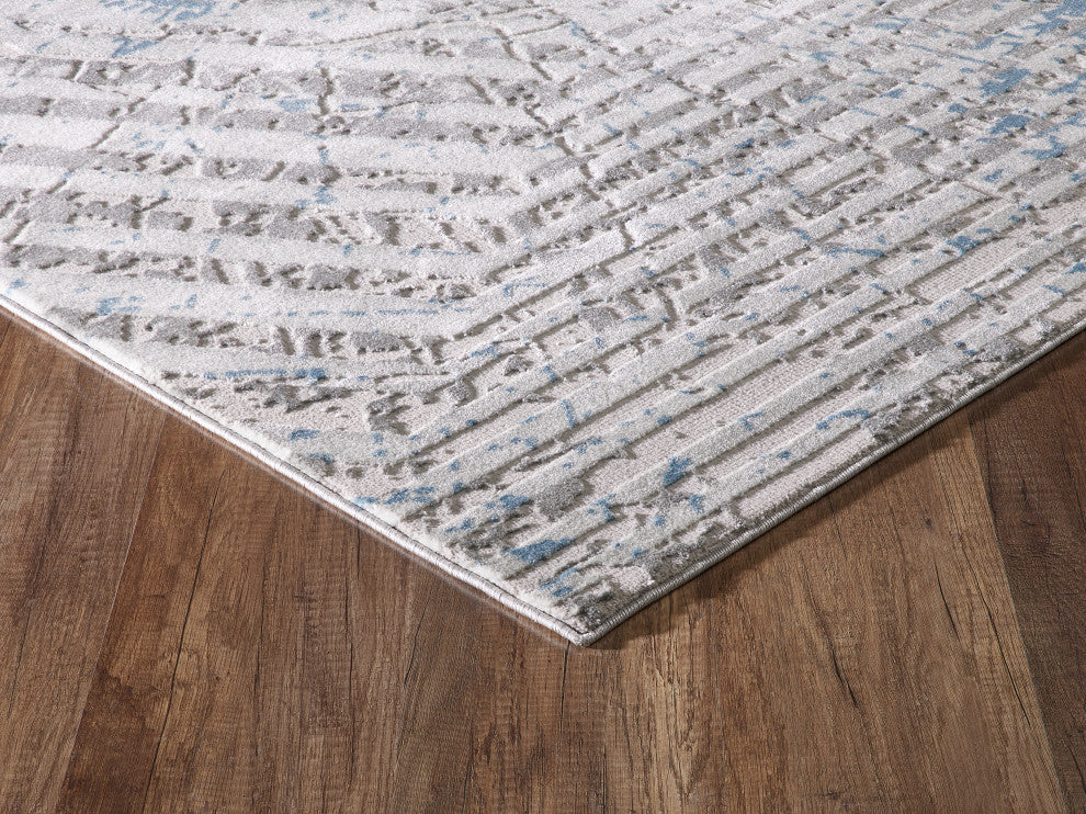 Abani Nova NOV160A Blue and Grey Silver Distressed Area Rug