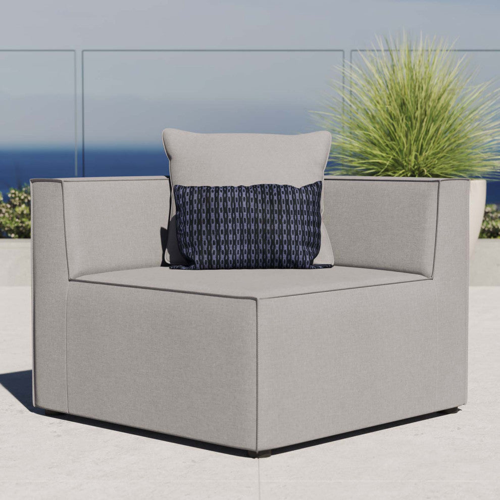 Sofa Corner Chair, Fabric, Gray, Outdoor Patio Balcony Cafe Bistro Garden