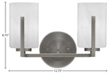 Atlas 2-Light Bath Bar, Graphite/White Marble