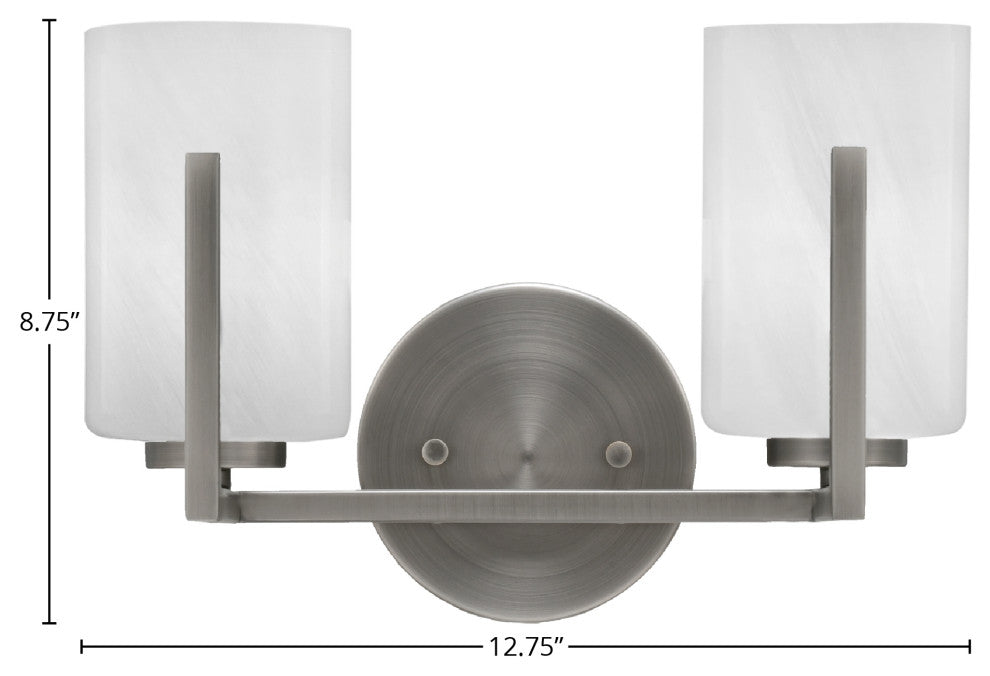 Atlas 2-Light Bath Bar, Graphite/White Marble