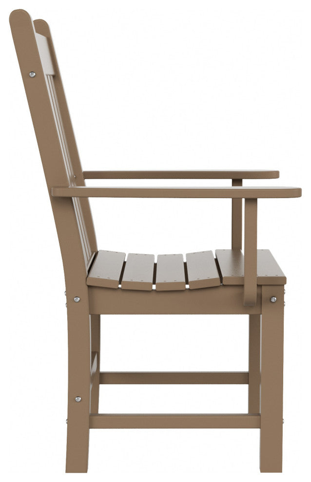 WestinTrends Patio Garden Poly Lumber Dining Arm Chair Indoor Outdoor Furniture, Weathered Wood
