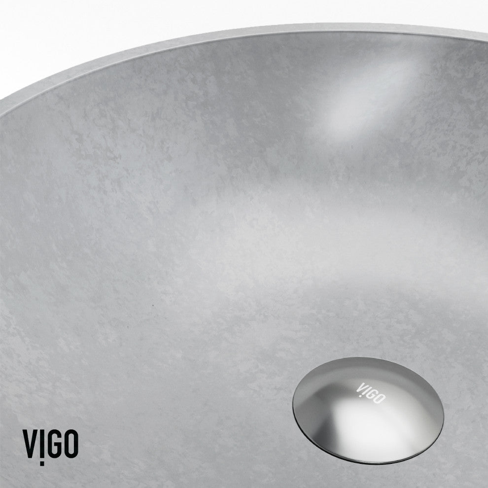 Ravenna 16"L x 16"W Concrete Vessel Sink and Dunn 11"H Faucet Set