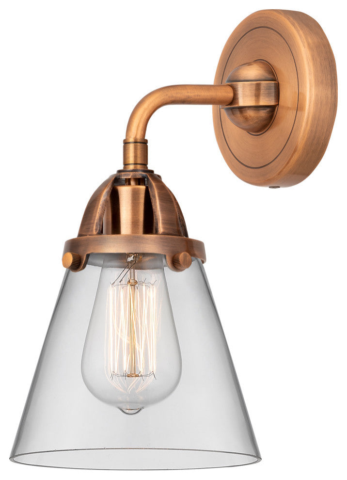 Small Cone Sconce, Antique Copper, Clear, Clear