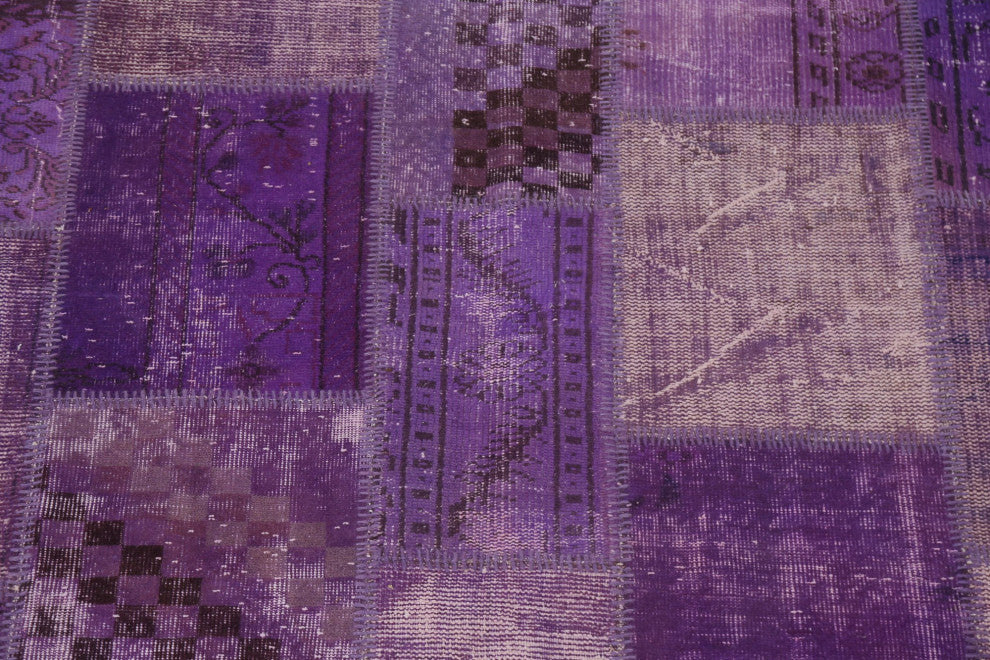Overdyed Patchwork Oriental Wool Area Rug Hand-tufted Carpet 7x10