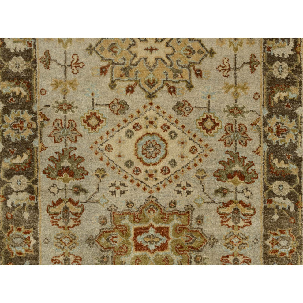 Beige Karijihooz Design, Hand Knotted, Soft Wool Oriental Rug, 2'7" x 12'1"