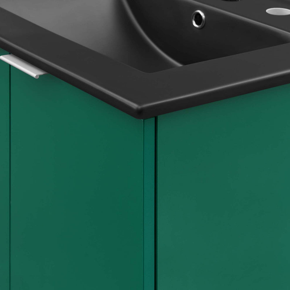 Sink Vanity Cabinet, Wall Mounted, Melamine, Green Black, Modern, Bathroom