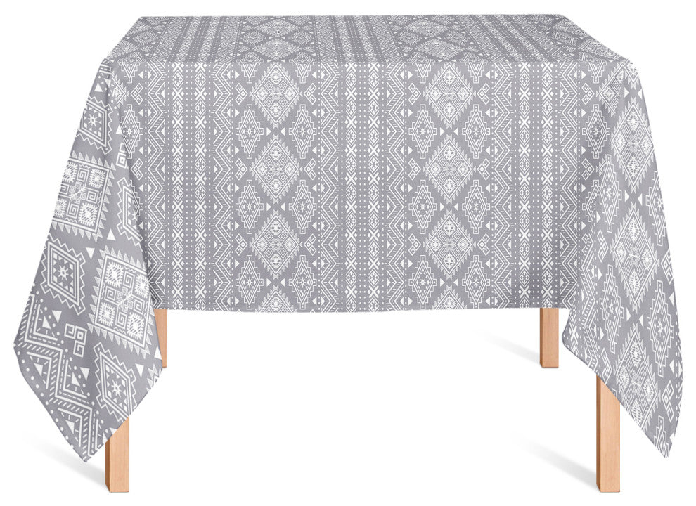 Tribal Print Dark Gray 58x58 Tablecloth