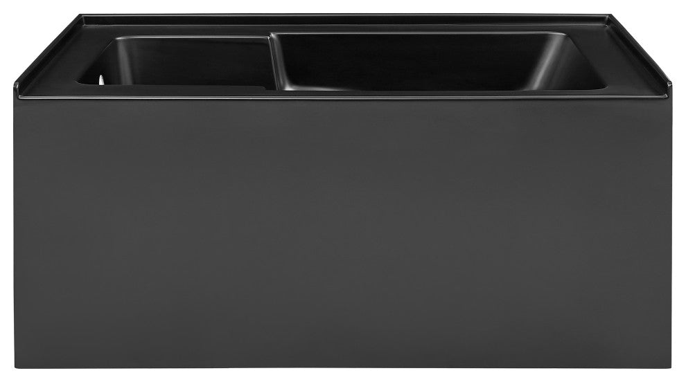 Voltaire Acrylic Alcove Integral Armrest Bathtub with Apron, Matte Black, 54"x30