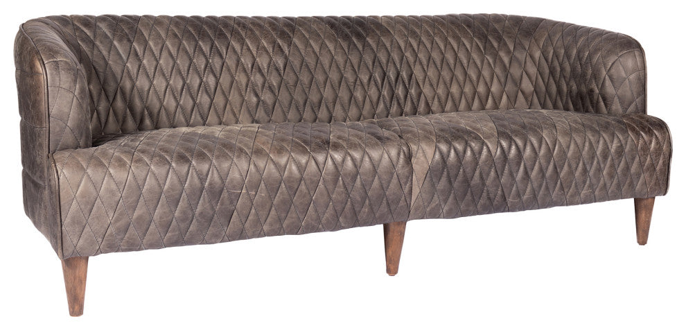 First of A Kind Magdelan Tufted Leather Sofa Nimbus Black Leather