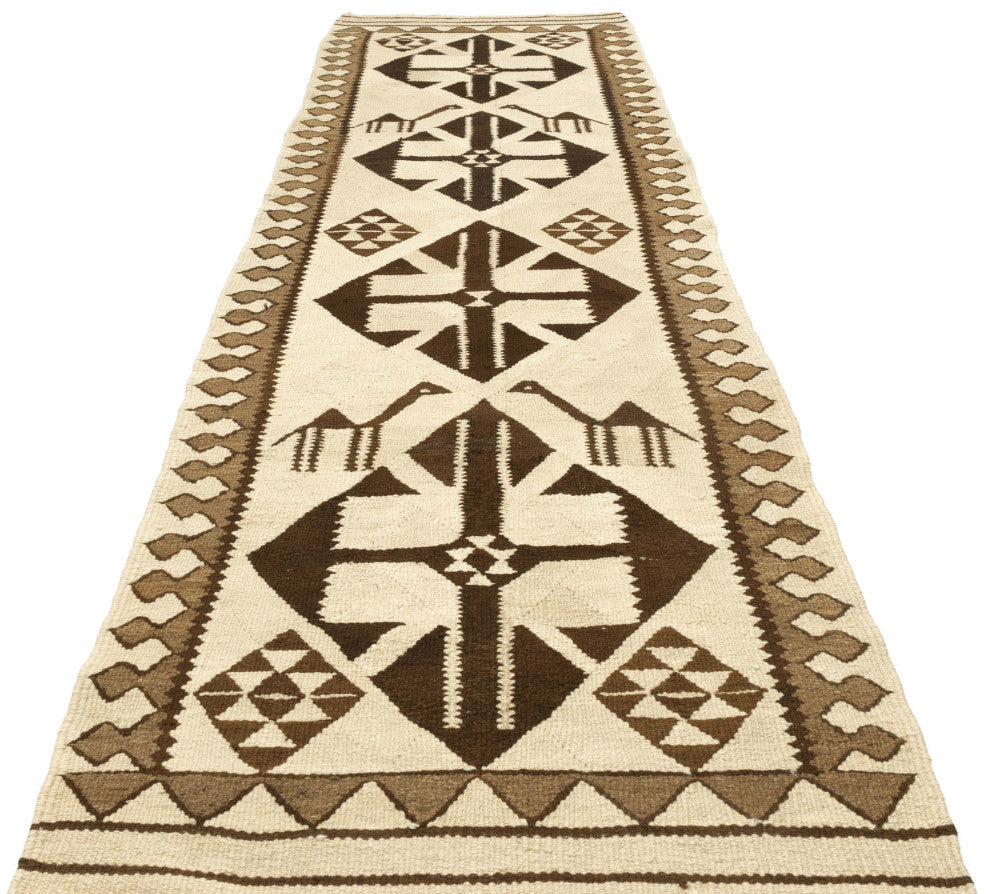Vintage Turkish Kilim Runner 3' 2" x 11' 4", 38 in. x 136 in.
