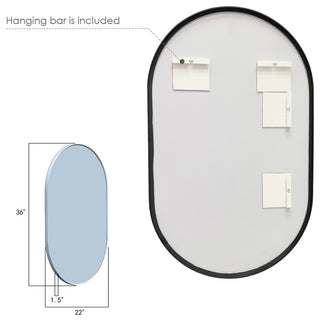 Ispra 36" Oval Bathroom/Vanity Aluminum Framed Wall Mirror, Matt Black