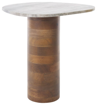 Safavieh Mono Small Marble Side Table, Off White/Walnut