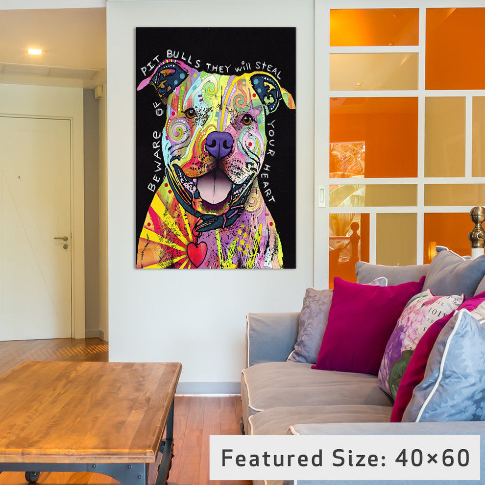 "Beware Of Pit Bulls" Wrapped Canvas Art Print, 26x18x1.5