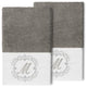 Linum Home Turkish Cotton Monica 2-Piece Embellished Hand Towel Set, Dark Gray