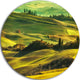 Green Rolling Hills On Misty Sunset, Landscape Round Wall Art, 11"