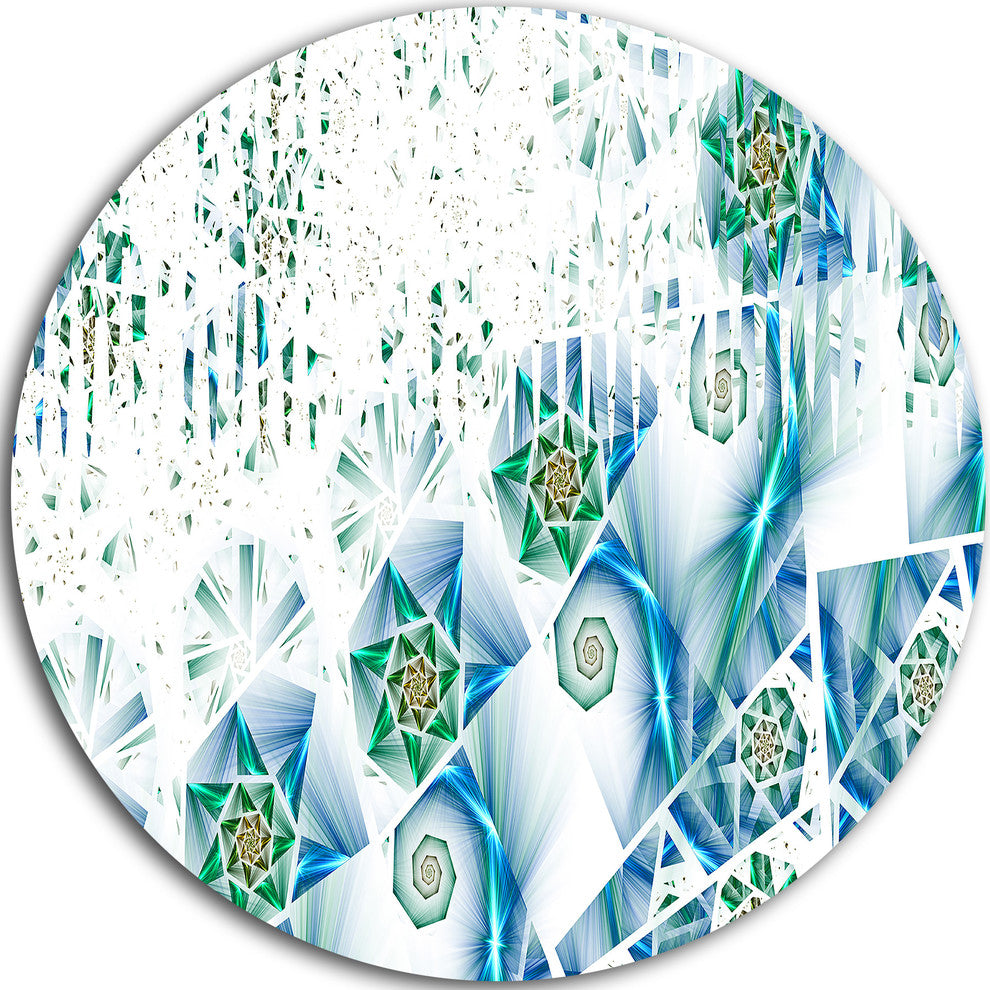 Light Green Fractal Abstract Flower, Abstract Round Wall Art, 11"