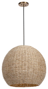 Elegant Large Round Seagrass Dome Pendant 1 Light Woven Sphere Ball Casual