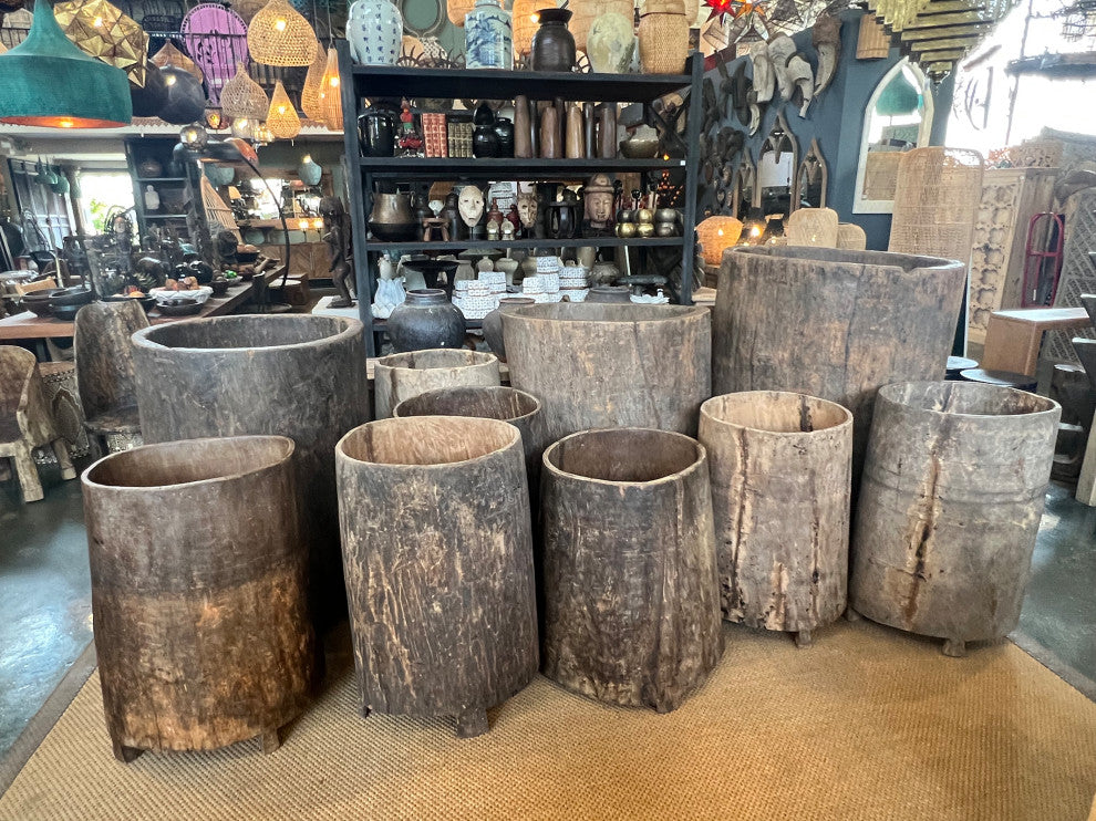 Consigned Giant Naga Wood Trunk Pot 1