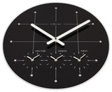 Big City Wall Clock, Round, Glass,  Black, Battery Operated