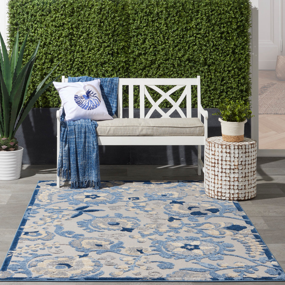 Nourison Aloha 6' x 9' Blue/Grey Farmhouse Area Rug