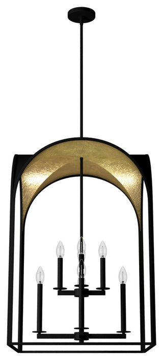 Hunter 22" Dukestown Natural Iron, Gold Leaf 8 Light Pendant Ceiling