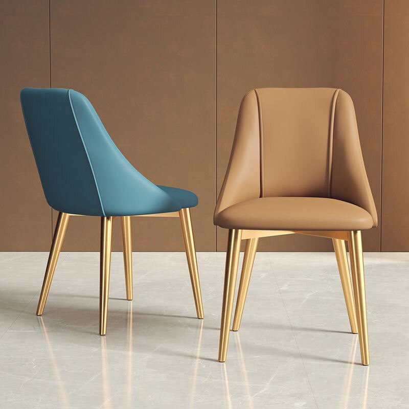 Nordic Iron Desk Stool Dining Chair, Mustard+gold Legs
