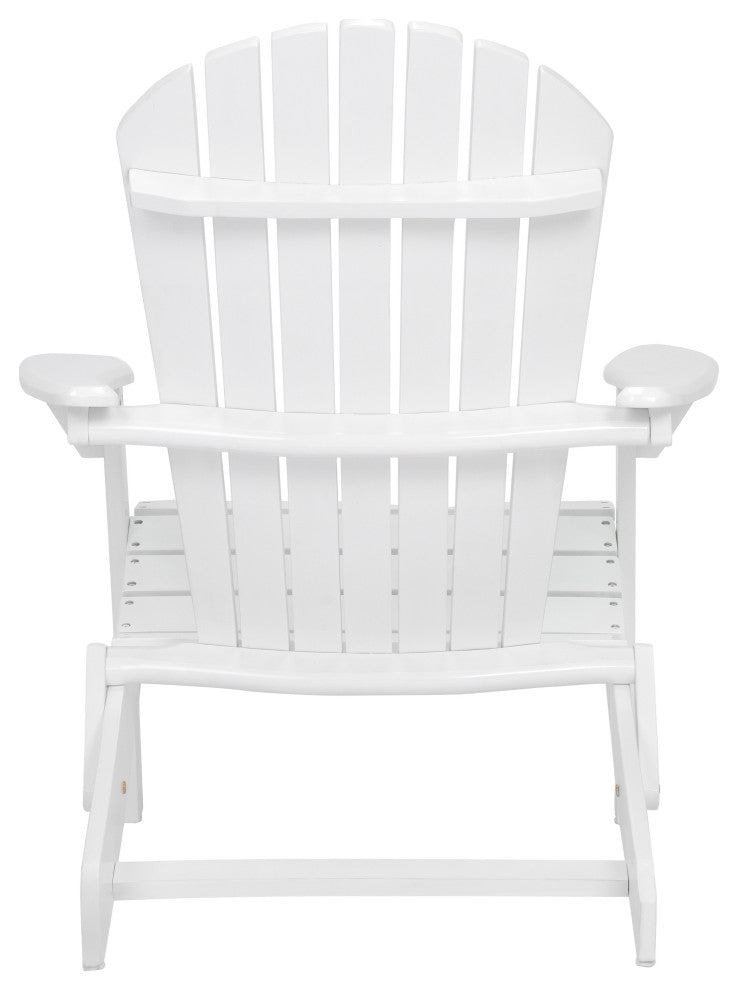 Outdoor Acacia Wood Folding Adirondack Chairs With Cushions, Set of 2, White/Gray