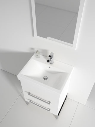 Fine Fixtures Modern Vanity Set, White, 24", Polished Chrome Hardware