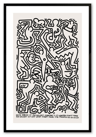 12" x 16" Satin Black Abstract People #1 Framed Print