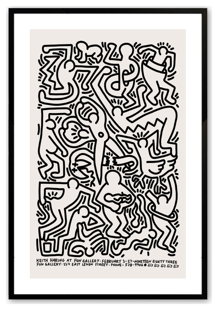 12" x 16" Satin Black Abstract People #1 Framed Print