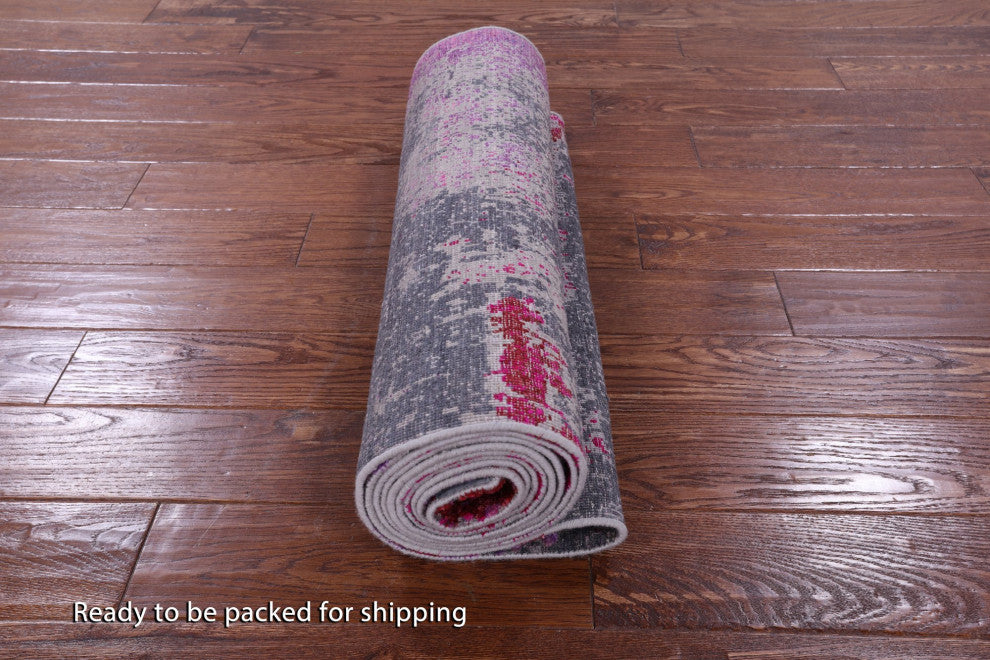 Runner Wool and Silk Modern Handmade Rug 2' 6" X 12' 0" Q9083