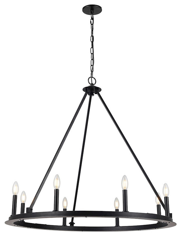 Dainolite CLB-368C-MB 8 Light Chandelier, Matte Black