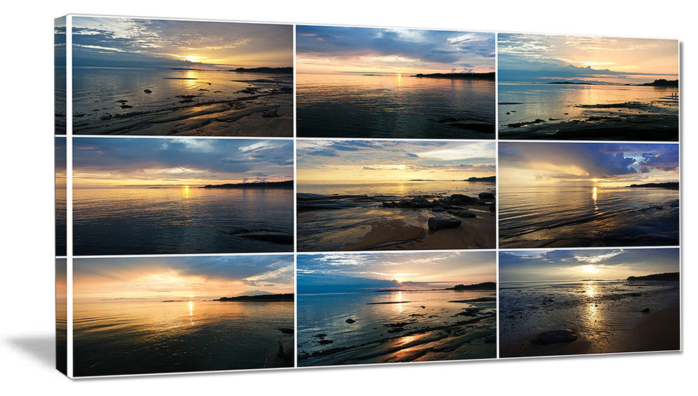 Sea Sunset Collage, Landscape Canvas Art Print, 60"x28"