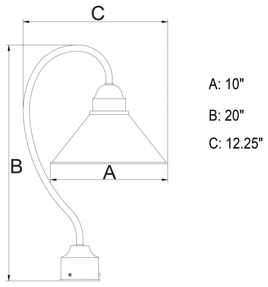 Outland 10" Outdoor Post Light, Outer Aged Iron With Inner Light Gold