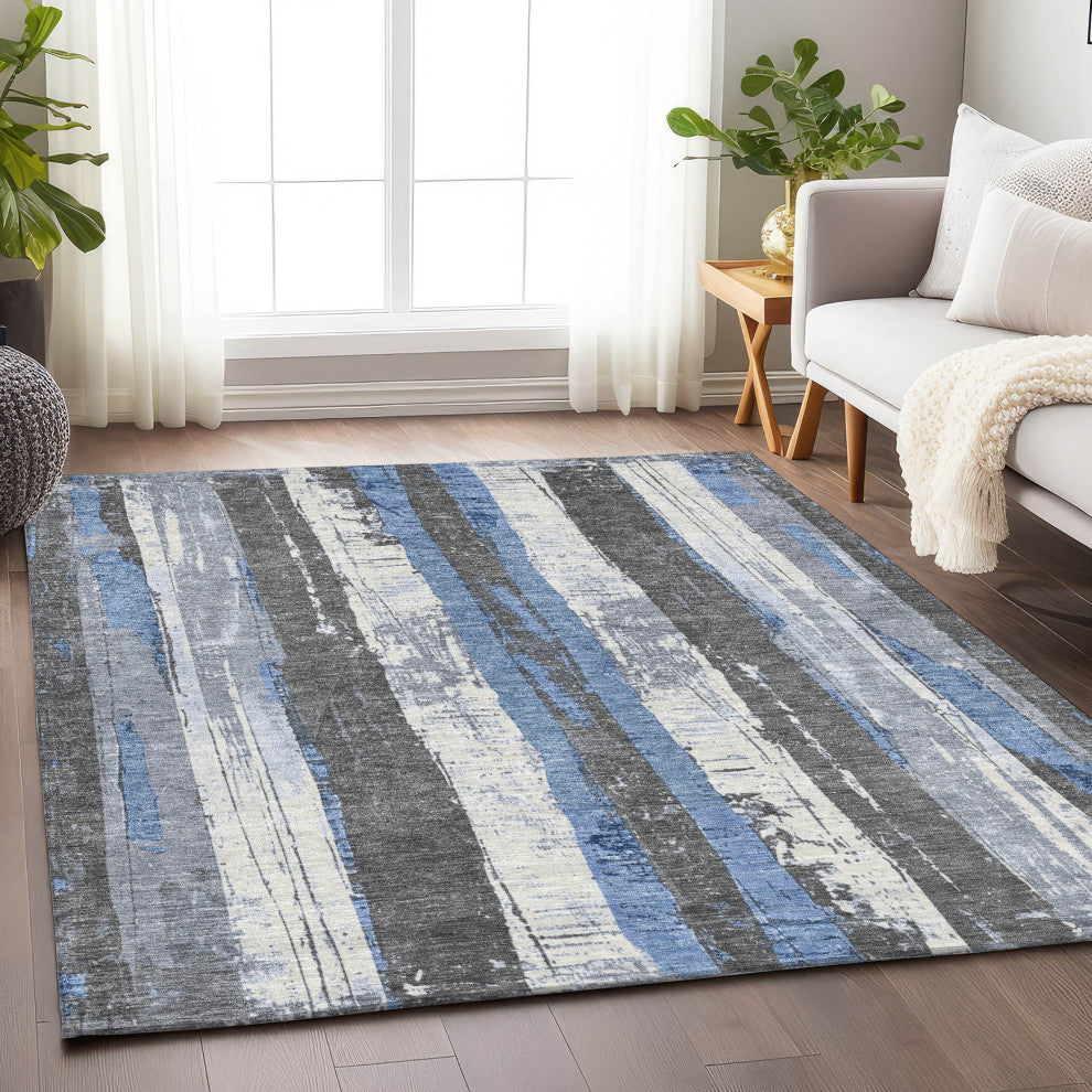 Machine Washable Indoor/Outdoor Chantille ACN1872 Denim 10' x 14' Rug